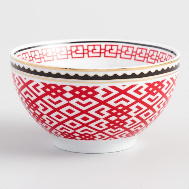 Red Lunar New Year Porcelain Beijing Noodle Bowls Set of 4 | World Market