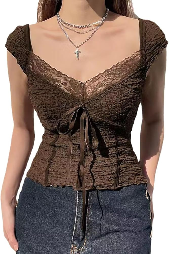 Gothic Women's Modal American Lace lace Print Design Sense Strap Tank Top Harajuku Fashion Retro ... | Amazon (US)