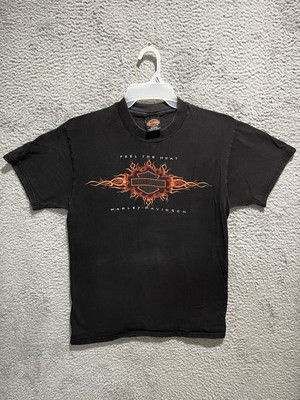 Vtg Harley Davidson 1998 Shirt 90s Shield Logo Flames Motorcycle Medium Fade | eBay US