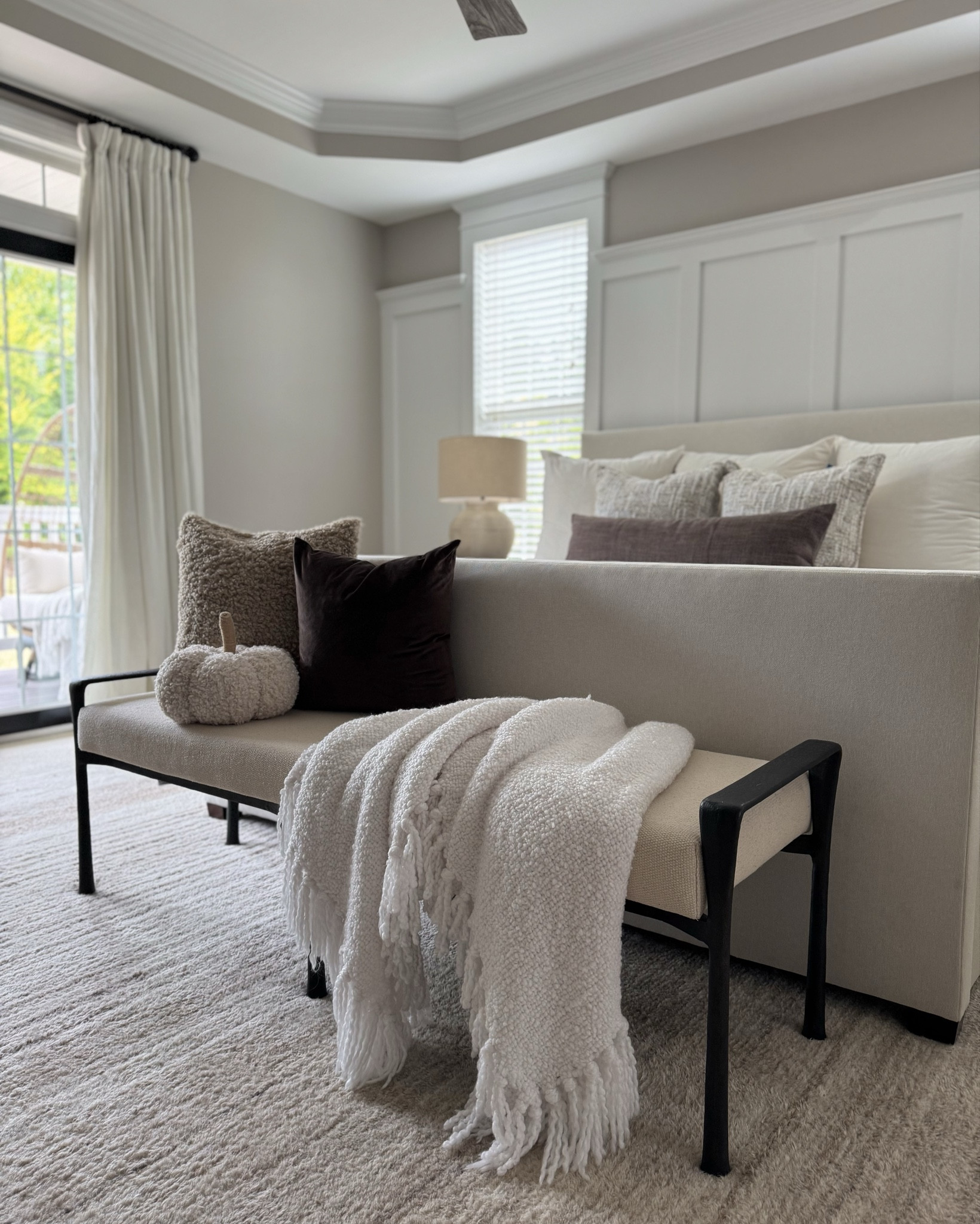 Fall Bench Styling. 
#BenchStyling #FallBenchStyling #FallBedroom NeutralFallDecor #PumpkinPillow #CozyThrow #mypotterybarn #potterybarn

#LTKHome #LTKStyleTip #LTKautumn