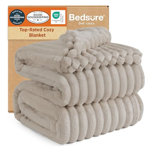 Bedsure GentleSoft King Size Blanket for Bed - Cozy Soft Blankets for Women, Cute Large Fleece Throws for Girls, Linen, 108x90 Inches | Amazon (US)