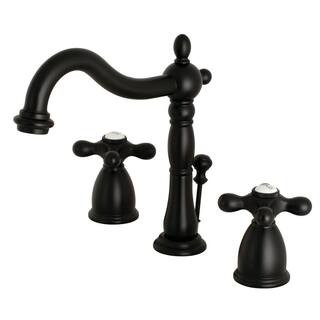 Victorian Cross 8 in. Widespread 2-Handle Bathroom Faucet in Matte Black | The Home Depot