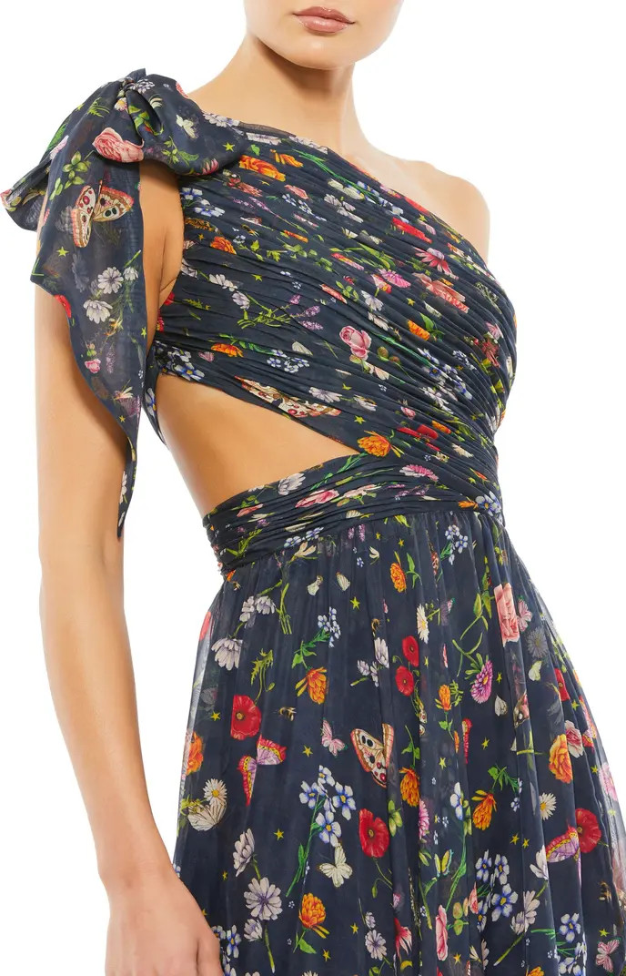 Tied One Shoulder Cut-Out Flowy Gown | Nordstrom