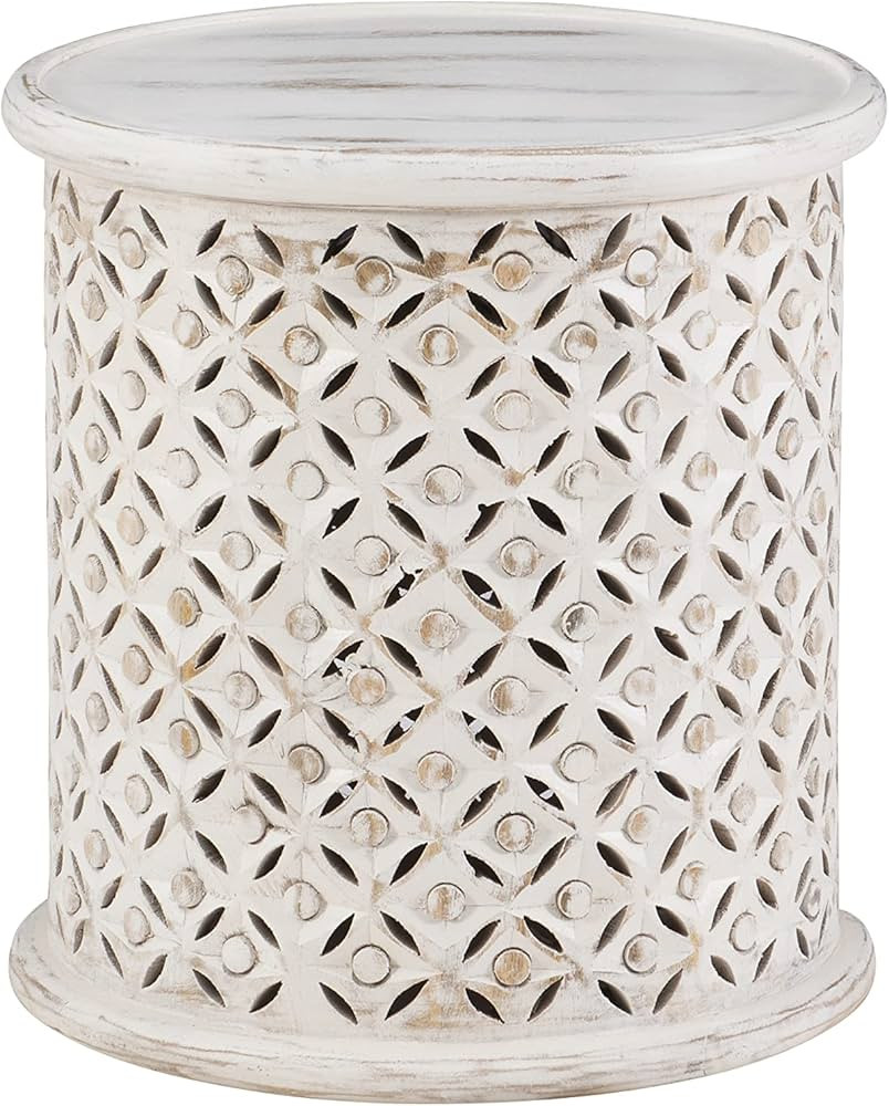 Powell Company Whitewash Wood Round Side Powell Sympico Table | Amazon (US)