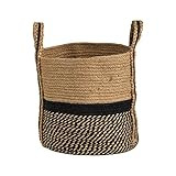 13in. Boho Chic Basket Natural Jute Basket Planter, Black Bottom Natural Top with Handles | Amazon (US)