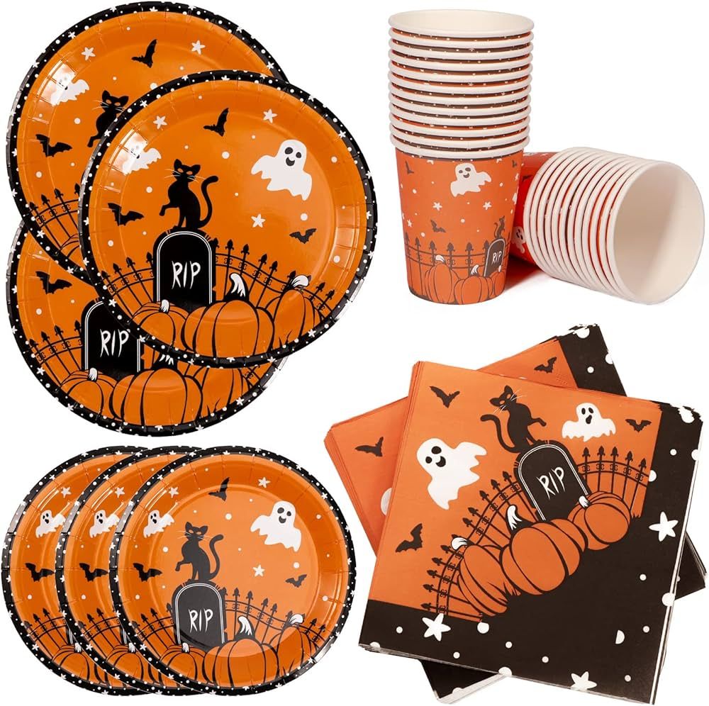 120 PCS Halloween Paper Plates and Napkins for 24 Guests, Halloween Party Decorations Disposable ... | Amazon (CA)