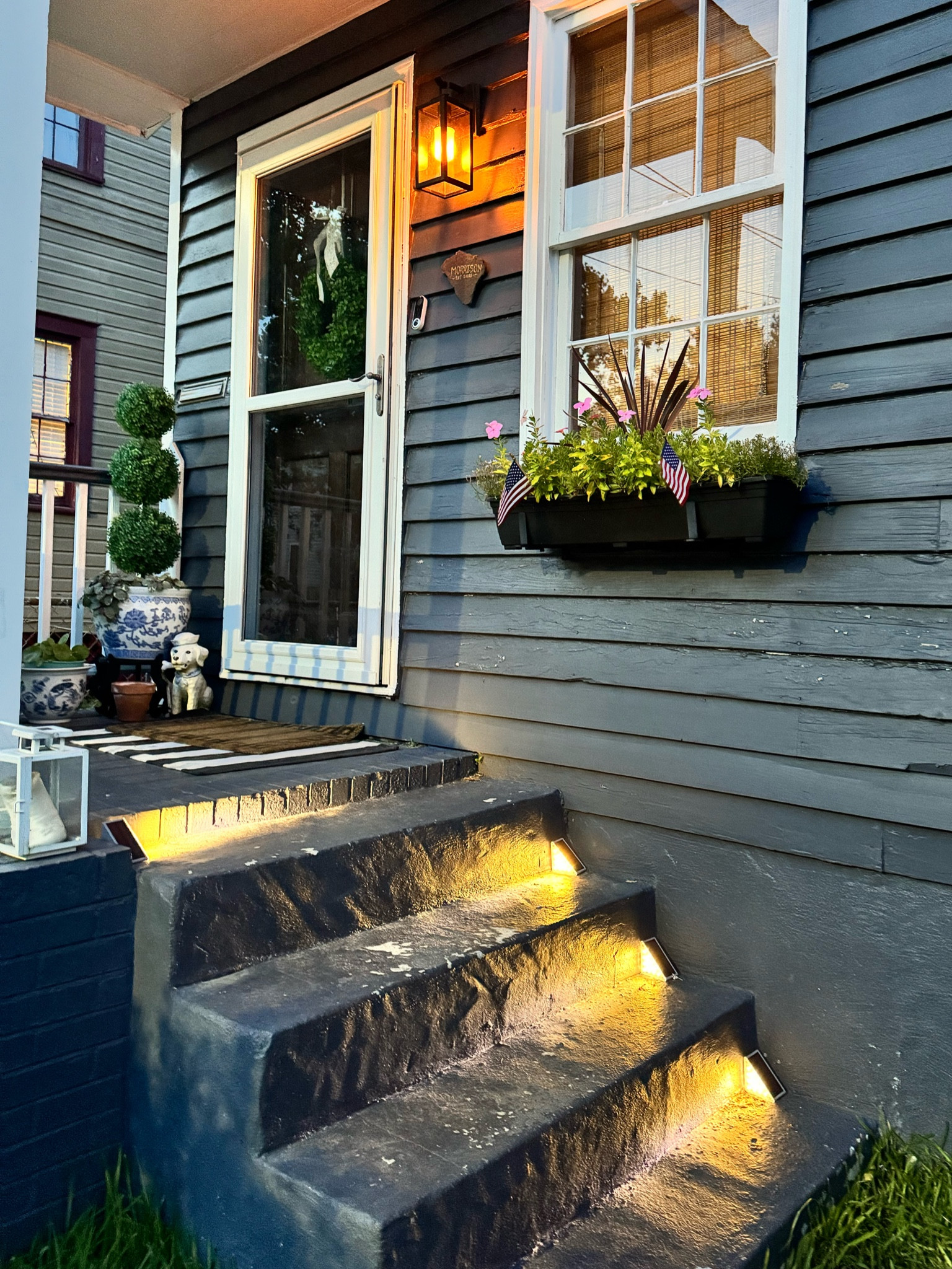 Obsessed with how these step lights made the front step such a vibe!

Outdoor lighting
Solar lights 
Amazon find 

#LTKFindsUnder50 #LTKSaleAlert #LTKHome