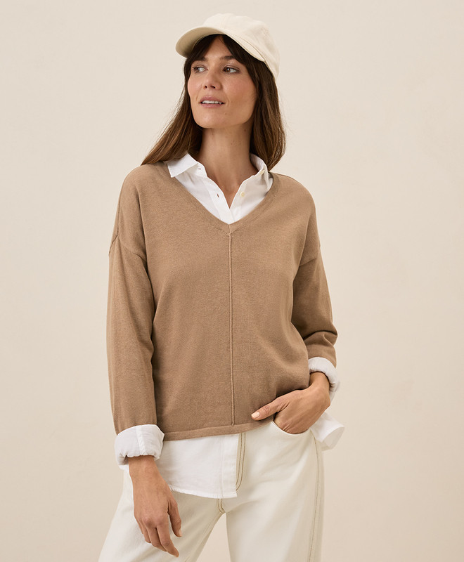 Women’s Classic Fine Knit Relaxed Sweater made with Organic Cotton | Pact | Pact Apparel