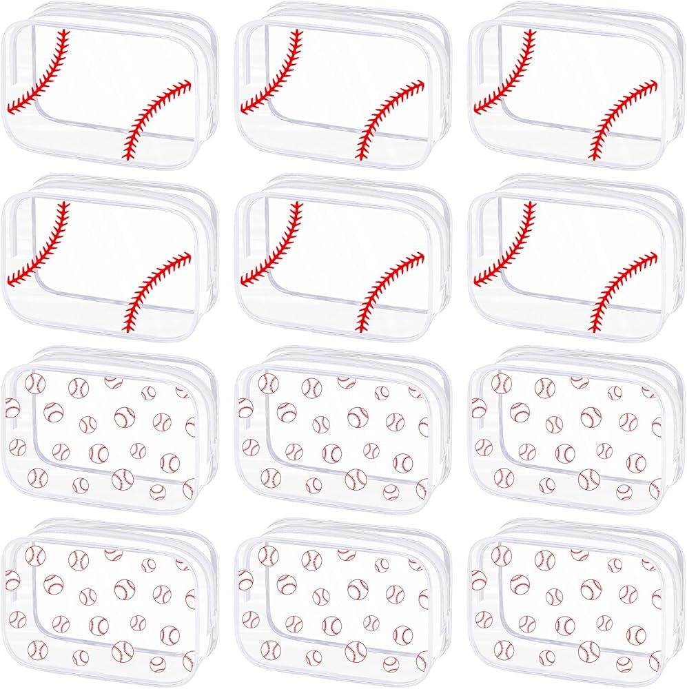 Kacctyen 12 Pcs Baseball Clear Makeup Bag with Zipper Bulk Sport Goodie Clear PVC Pouch Organizer... | Amazon (US)