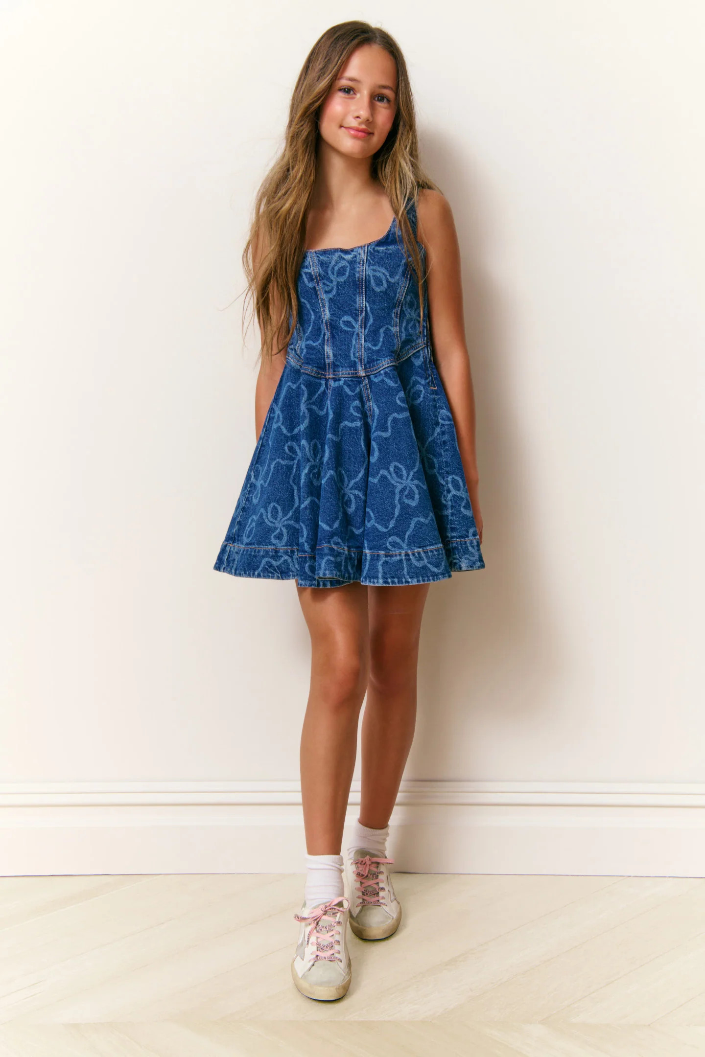 Girls Liliette Denim Bow Dress | LoveShackFancy