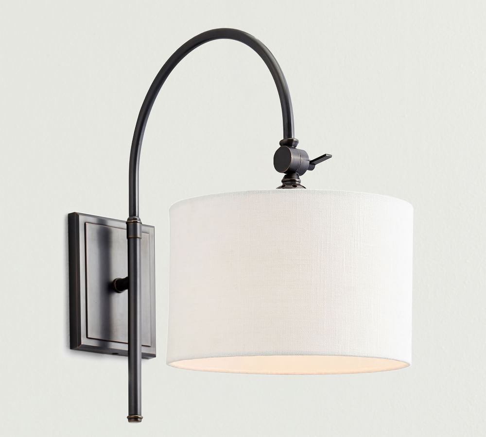 Arc Linen Drum Shaded Sconce | Pottery Barn (US)