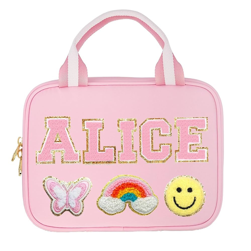 Personalized Lunch Bag Kids Lunch Tote With Chenille Name Patch Custom Nylon School Lunch Box Bac... | Amazon (US)