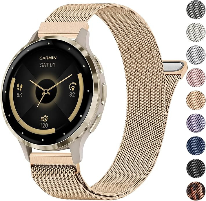 18mm Metal Bands for Garmin Venu 3S / Venu 2S / Vivoactive 4S / Vivomove 3S / Forerunner 265s Wat... | Amazon (US)
