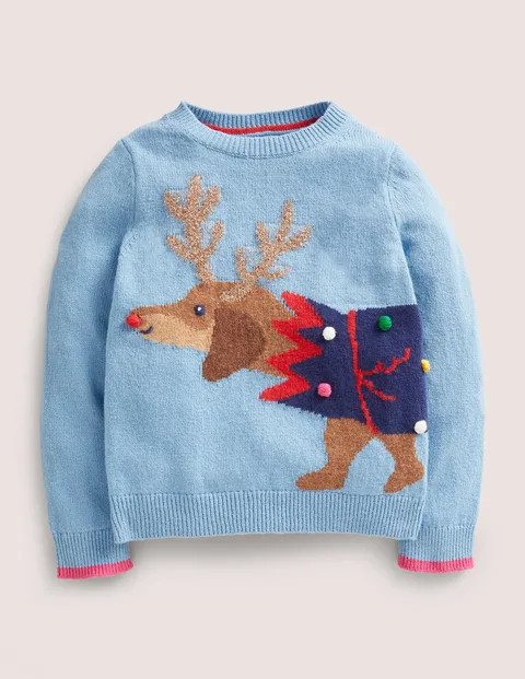 Festive Logo Jumper - Dusty Blue Dog Cracker | Boden (US)