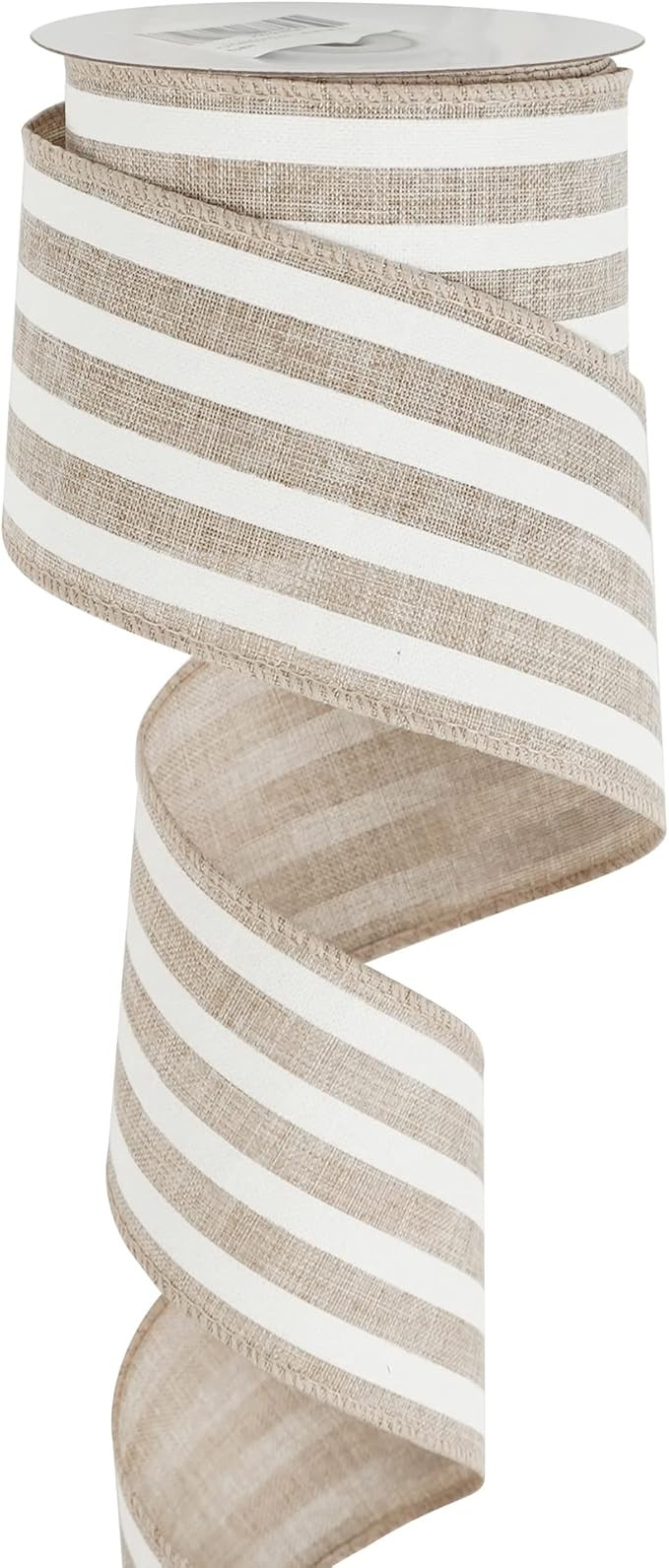 HUIHUANG Striped Burlap Ribbon Wired Grey White Stripe Rustic Wired Edge Ribbon 2.5 Inch X 10 Yar... | Amazon (US)