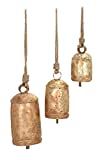 Deco 79 Rustic Metal Cylinder Decorative Cow Bell, Set of 3 5", 4", 3"H, Gold | Amazon (US)