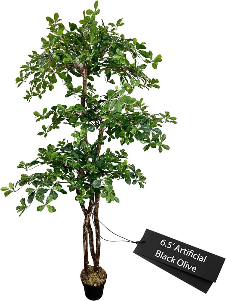 Hand-Made Italian Black Olive Leaf 3-Tier 6.5' Artificial Tree, Green, Cypress & Alabaster | Amazon (US)