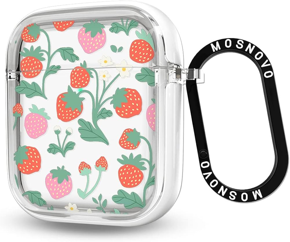 MOSNOVO for Airpods 1 Case, for Airpods 2 Case, Strawberry Garden Print Protective Clear Case wit... | Amazon (US)