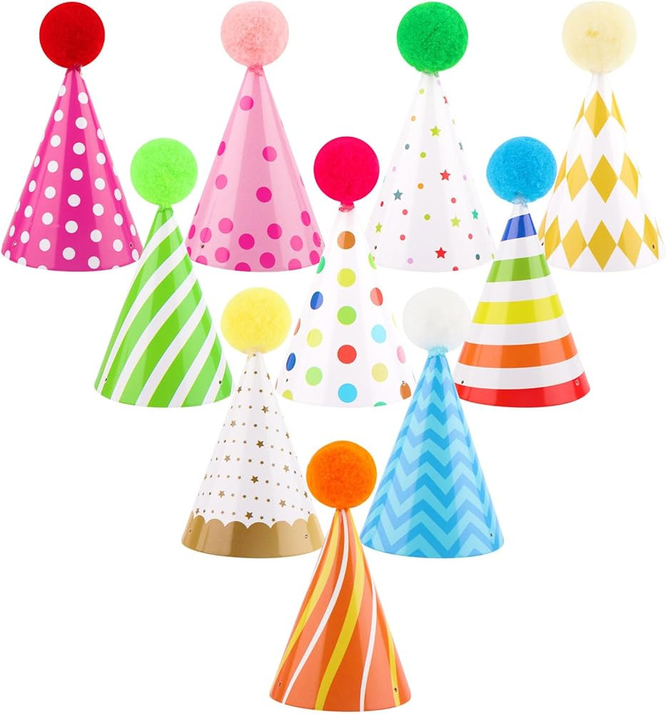 10 PCS Colorful Mini Party Hats for Stuffed Animals Lovely Paper Cone Tiny Birthday Hats for Stuf... | Amazon (US)