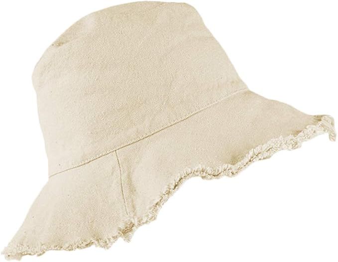 Bucket-Hat Distressed Sun-Protection Washed-Cotton - Summer Wide Brim(3.2inch Brim) Beach Cap | Amazon (US)