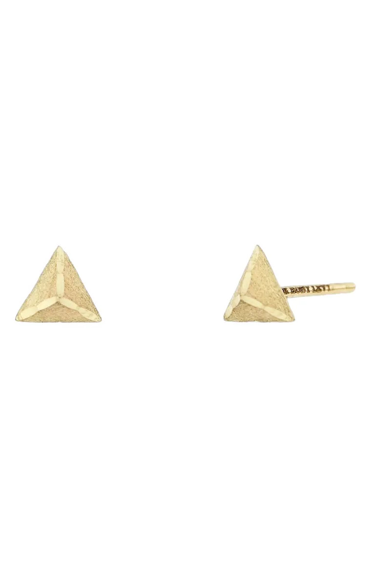 14K Gold Brushed Pyramid Stud Earrings | Nordstrom
