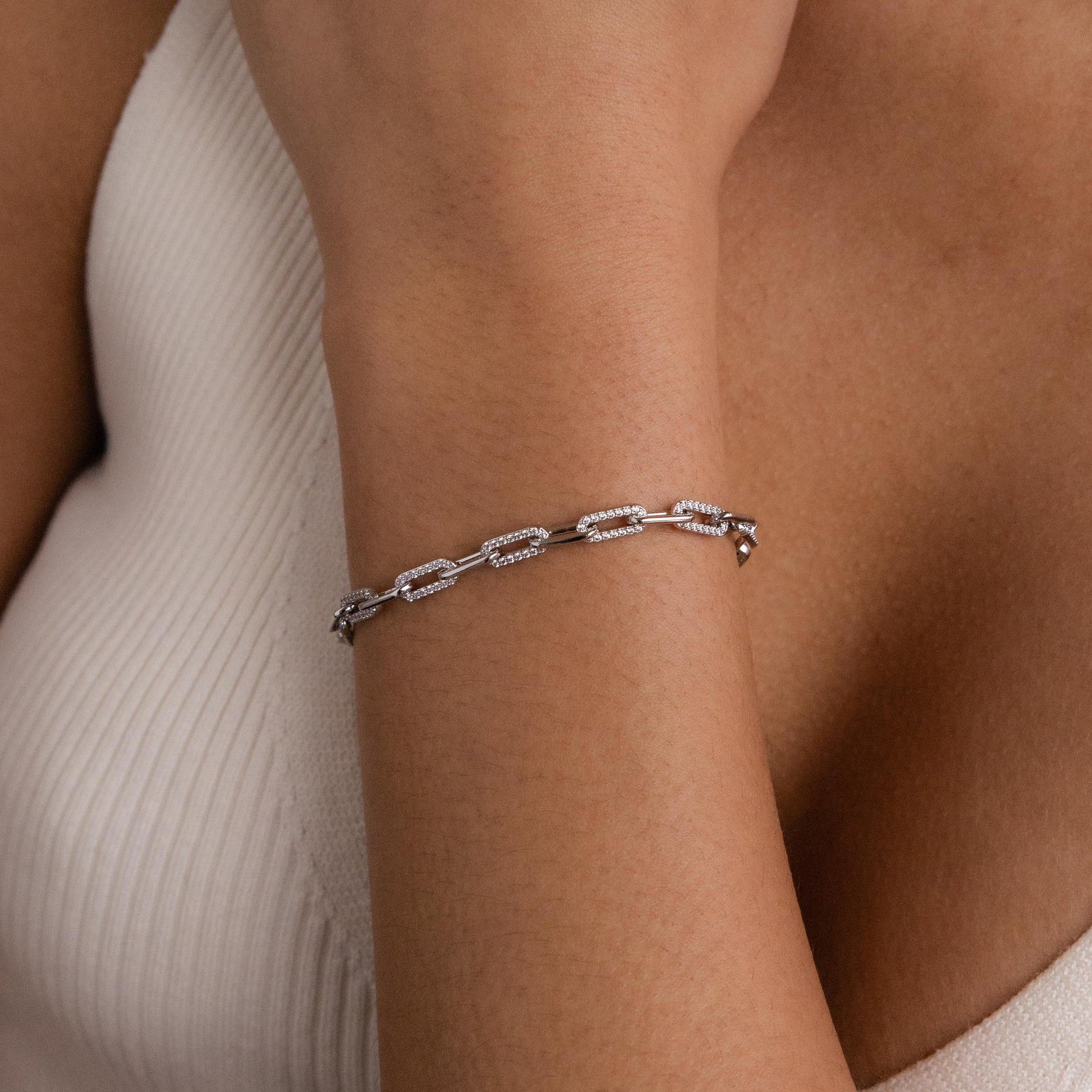 Pave Diamond Paperclip Link Chain Bracelet | Caitlyn Minimalist | Caitlyn Minimalist