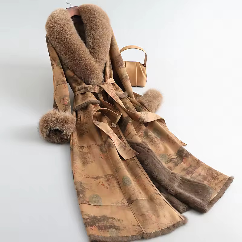 Women New Arrival Real Fur Coat Fashionable Fox Fur Print and Rabbit Fur Lining Long  Warm Jacket... | AliExpress (US)