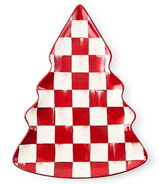 MacKenzie-Childs Holiday Collection Cherry Check Tree Dish | Dillard's