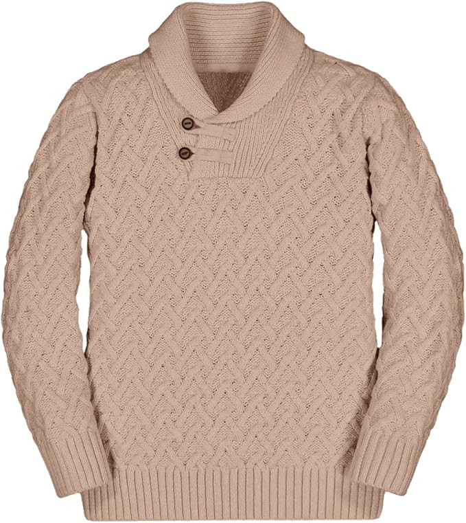Amazon.com: Teurkia Boys Sweaters Shawl Collar Long Sleeve Cable Knit Button Winter Pullover Tops... | Amazon (US)