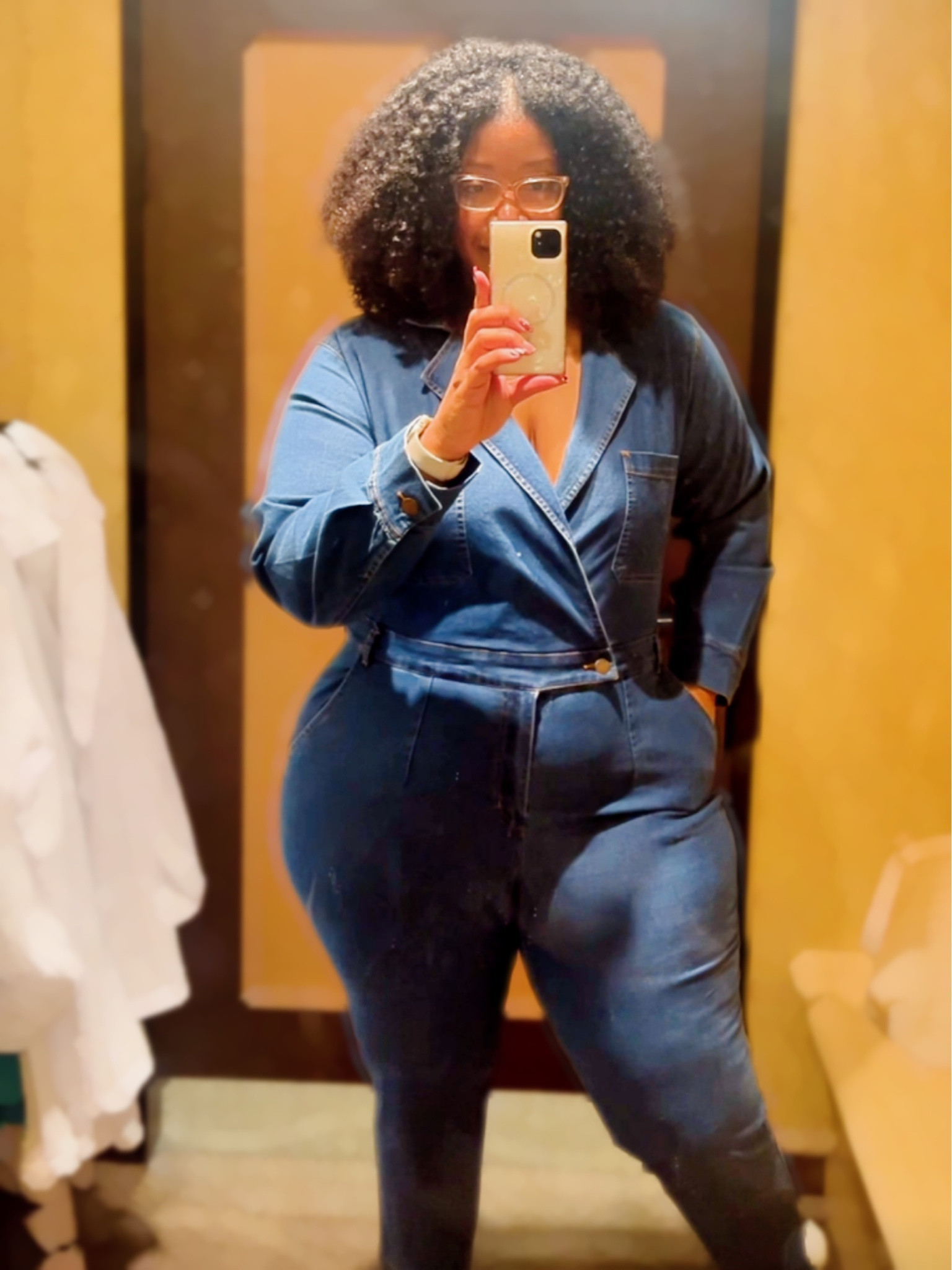 This denim jumpsuit is to die for!! #plussizefashion #curvyfashion #denimjumpsuit 

#LTKplussize #LTKover40 #LTKfindsunder100