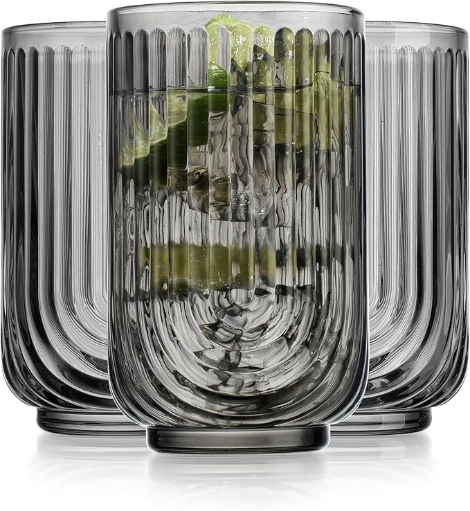 Glaver's Vintage Glassware - Art Deco Ribbed Drinking Glasses, U-Shape Arch Design Colored Cockta... | Amazon (US)