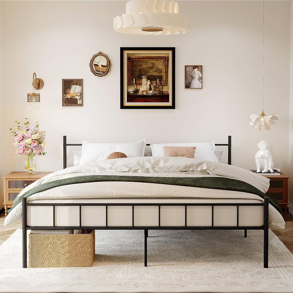 DIIYIV 14 Inch King Metal Platform Bed Frame with Headboard,Mattress Foundation,Steel Slat Suppor... | Amazon (US)