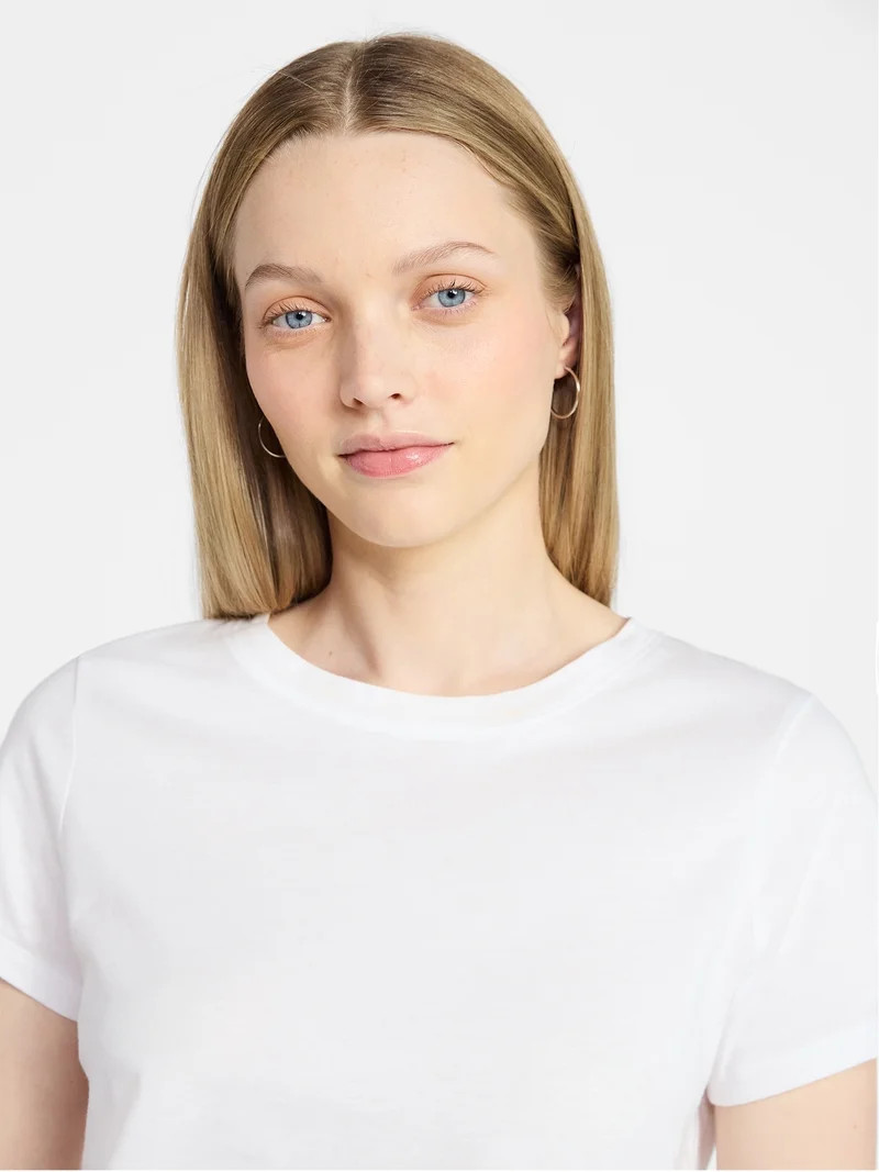 No Boundaries Cotton Tee with Short Sleeves, Women’s XXS-XXL | Walmart (US)