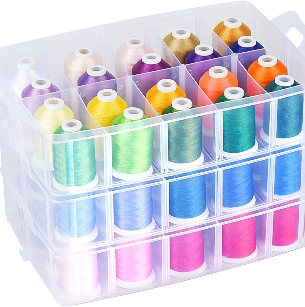 [Anti-Tangle] Embroidery Thread Kit with Organizer Box, All-in-one 63 Colors 100% Polyester Sewin... | Amazon (US)