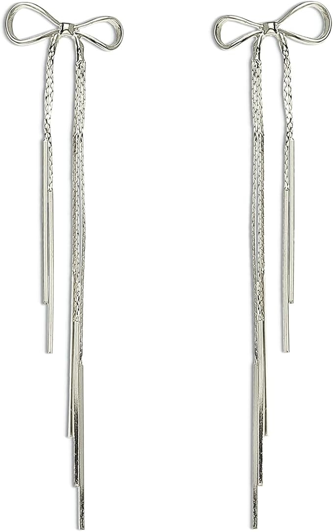 Agriajun Trendy Bow Post Stud Gold Earrings for Women - Sparkly Cute Ribbon Drop Dangle Fashion J... | Amazon (US)