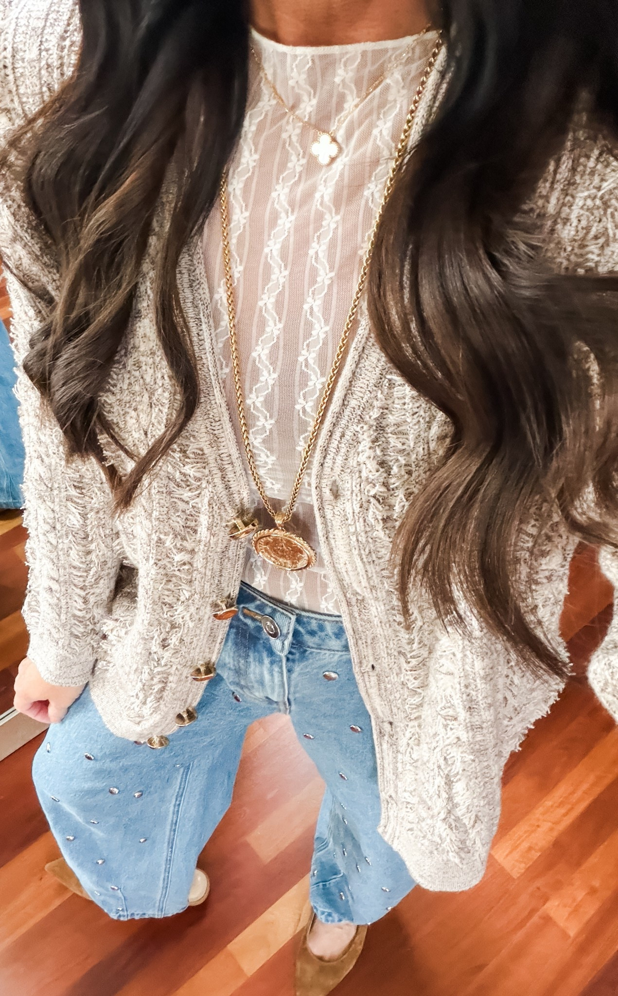 Love this lace layering too and soft cardigan sweater! Wearing a small in both 

#LTKFindsUnder50 #LTKSaleAlert #LTKStyleTip