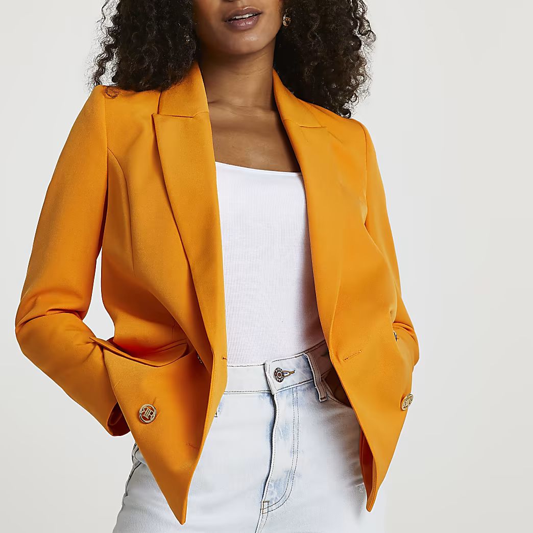 Orange structured blazer | River Island (UK & IE)