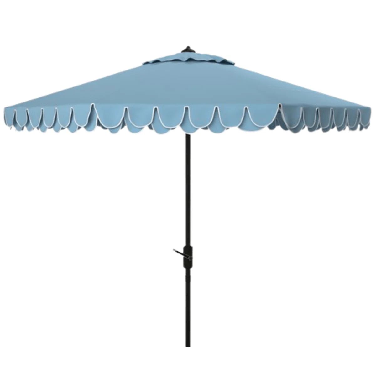 Sky Blue Scalloped Edge Auto Tilt 9' Outdoor Patio Umbrella | The Well Appointed House, LLC
