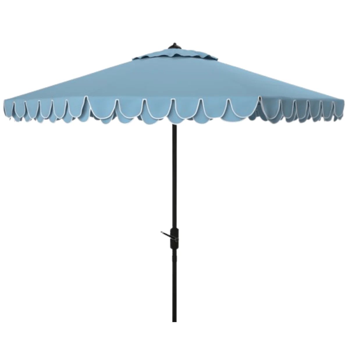 Sky Blue Scalloped Edge Auto Tilt 9' Outdoor Patio Umbrella | The Well Appointed House, LLC