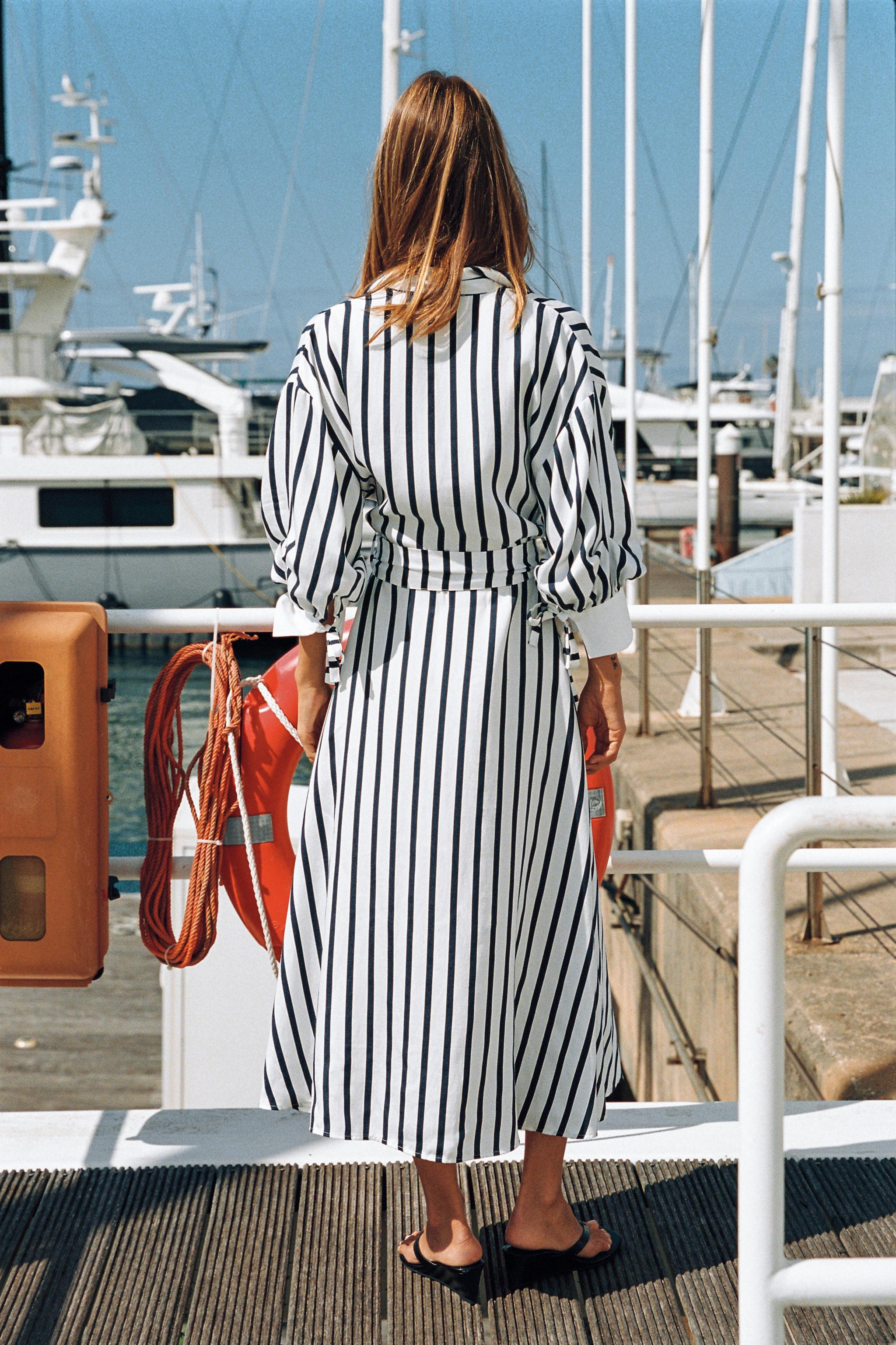 BELTED STRIPED MIDI DRESS | Zara US