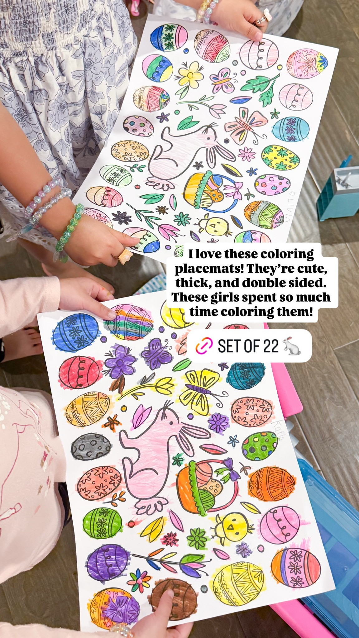 Love these coloring placemats! They're cute, thick, and double sided. These girls spent so much time coloring them!

#LTKKids #LTKSeasonal