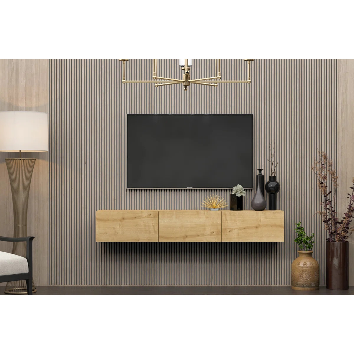 Hamman Modern 71" Floating TV Stand with Storage Wall-Mounted Media Console for TVs up to 80" | Wayfair North America