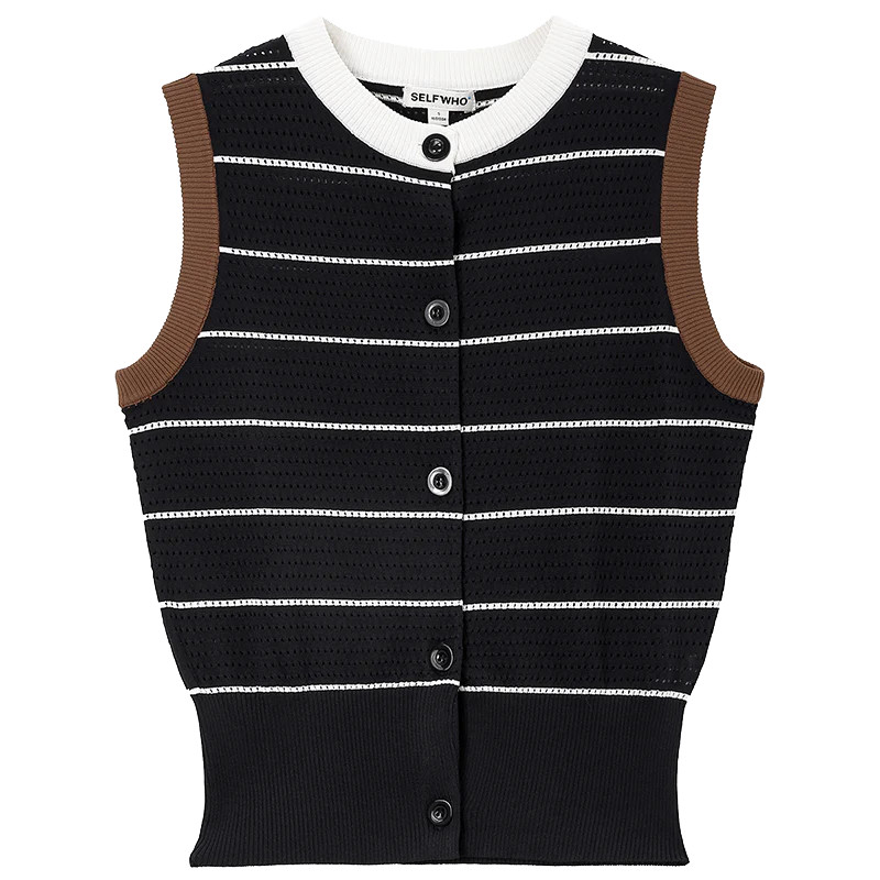 SELFWHO Knitted Striped Waistcoat Vest (Size runs small) Recommend ord | SELFWHO