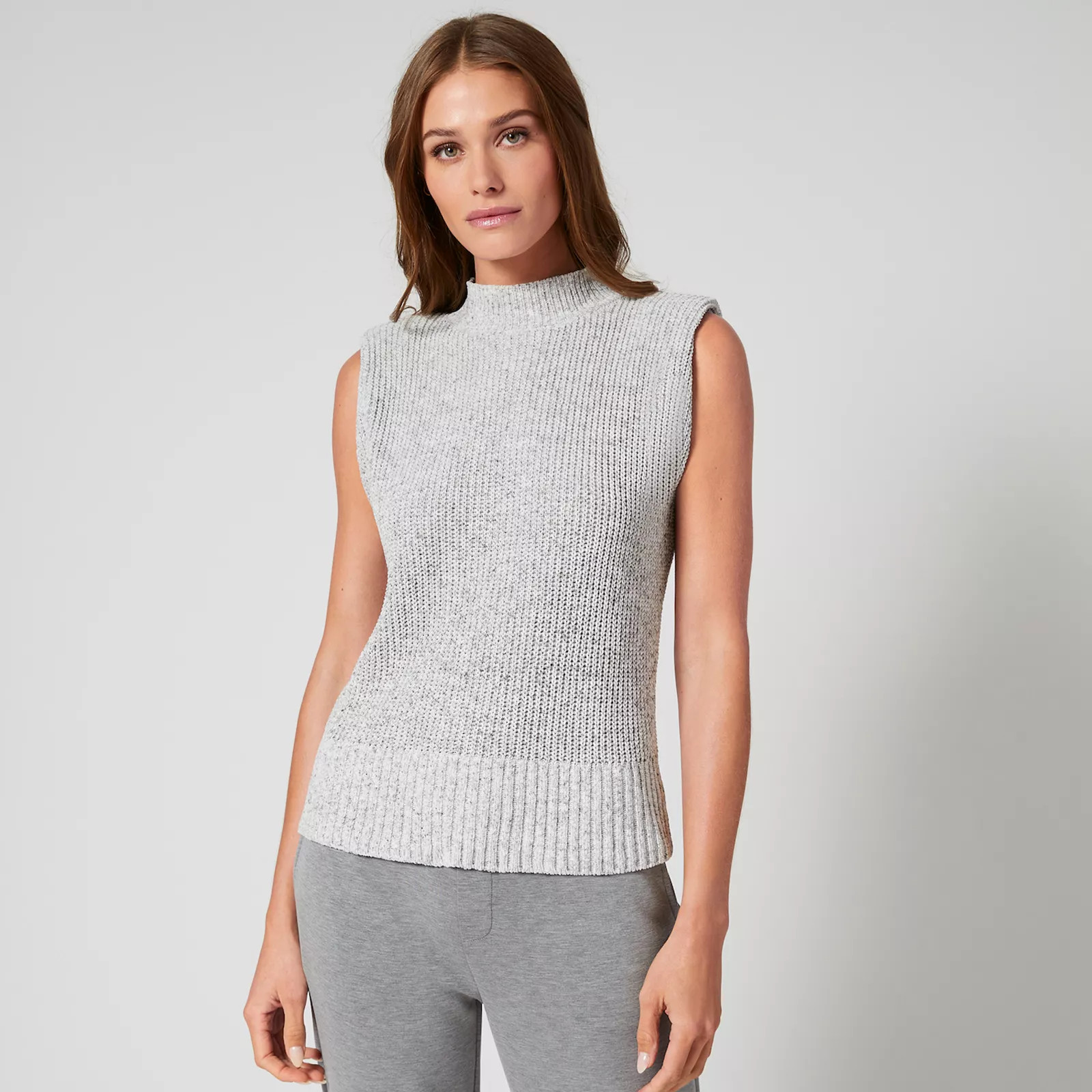 Women's Grey & Gray Mockneck Sleeveless Sweater, Size: XL, Grey Grey Combo | Kohl's