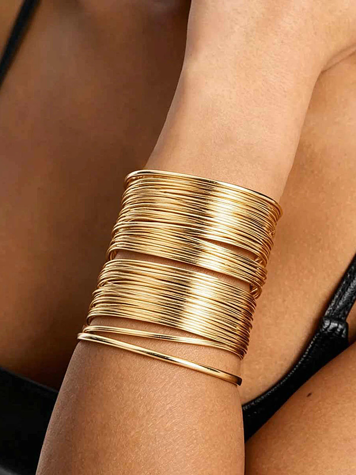 Multilayer Open Cuff Bangle Bracelet | Commense