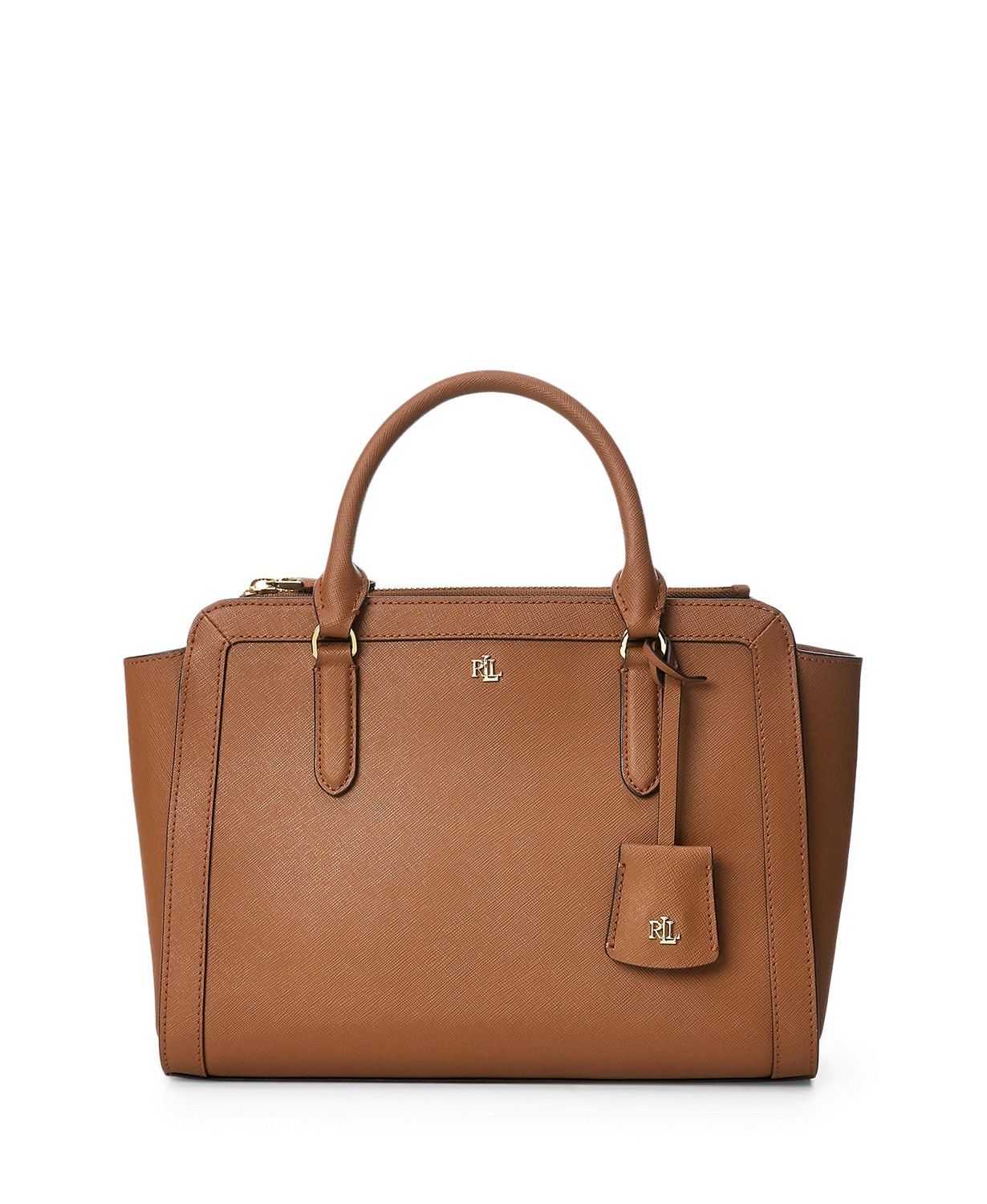 Lauren Ralph Lauren Crosshatch Leather Medium Brooke Satchel & Reviews - Handbags & Accessories -... | Macys (US)