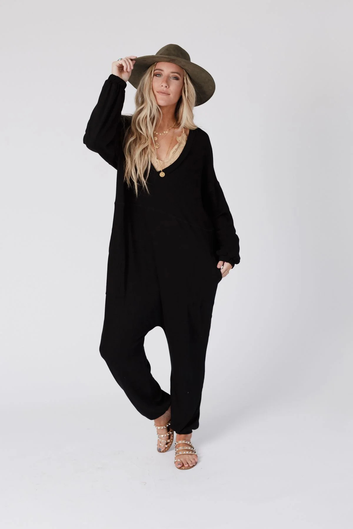 The Perfect Long Sleeve Harem Jumpsuit - Black | Three Bird Nest