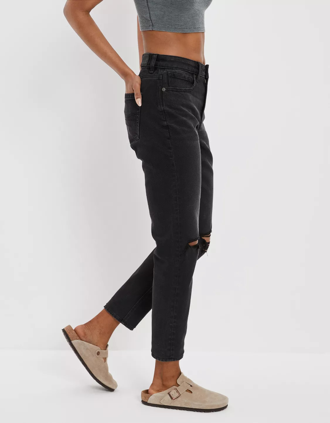 AE Stretch Ripped Mom Jean | American Eagle Outfitters (US & CA)