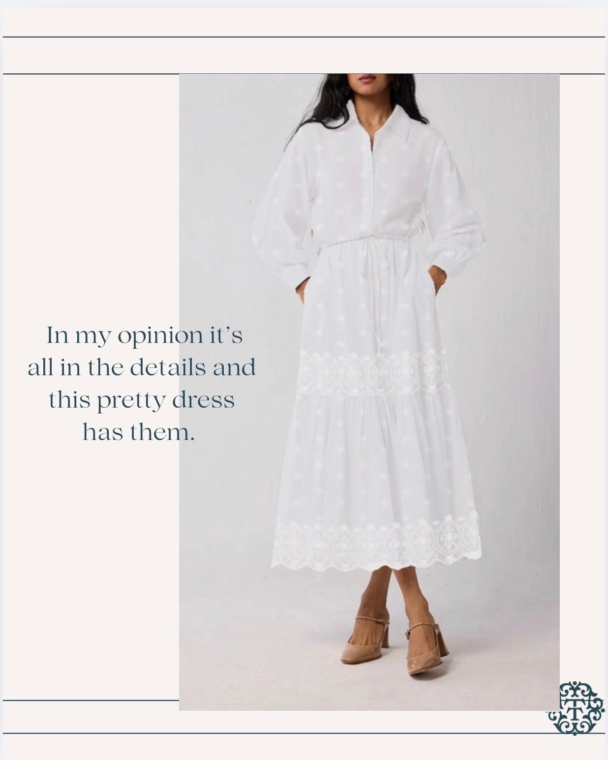 Delicate details on a classic white dress is Devine! s

#LTKOver40 #LTKSeasonal #LTKMidsize