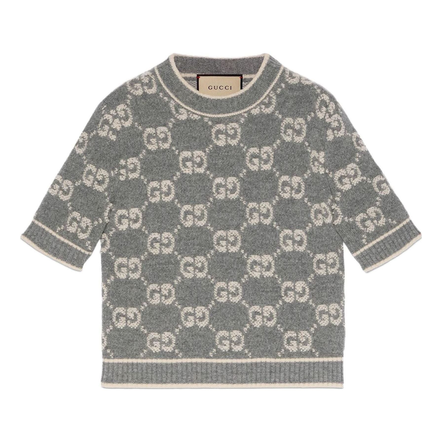 (WMNS) Gucci GG Wool Boucl Jacquard Top 'Grey Ivory' | KICKS CREW